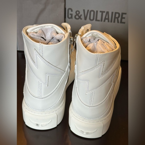 NIB Zadig & Voltaire HIGH FLASH CHUNKY SMOOTH Platform High-top 39 US 8 White - Picture 9 of 14